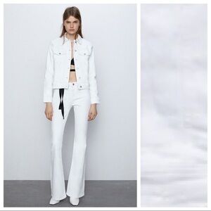 NWT. Zara White Fitted Denim Jacket. Size M.